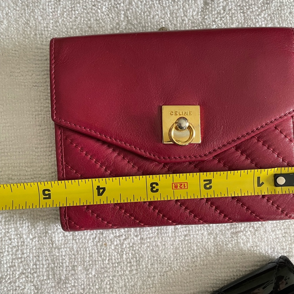 Celine Authentic Vintage Cranberry Leather Compact Wallet - Picture 15 of 15